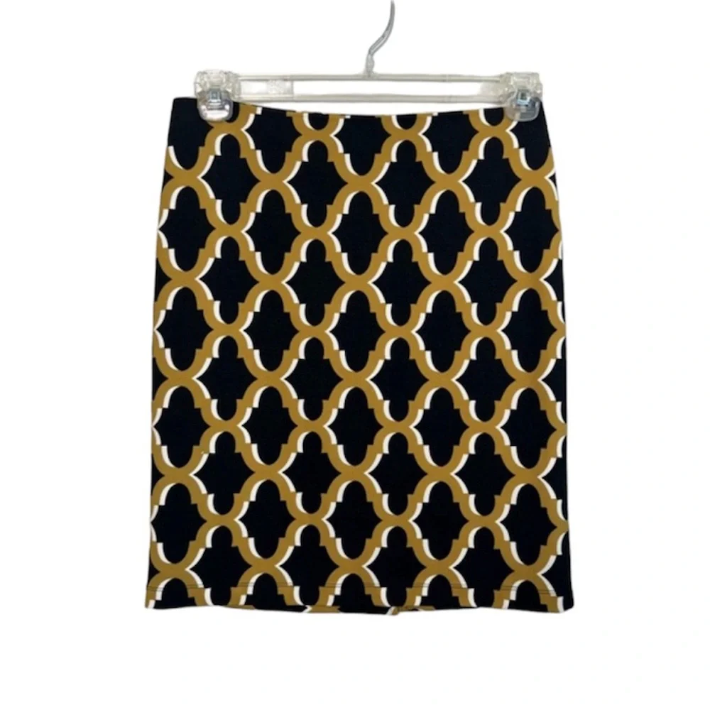 J. McLaughlin Office Workwear Pencil Skirt In black and golden yellow size 2